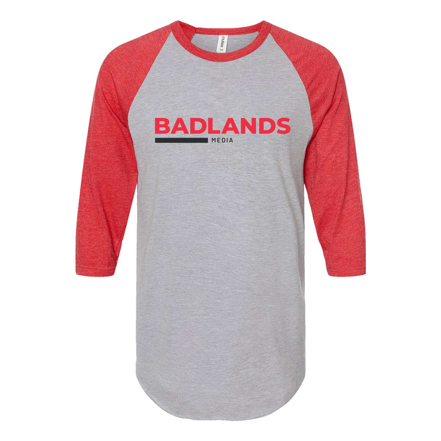 Unisex Fine Jersey Raglan T-Shirt - Red and Black Standard Logo