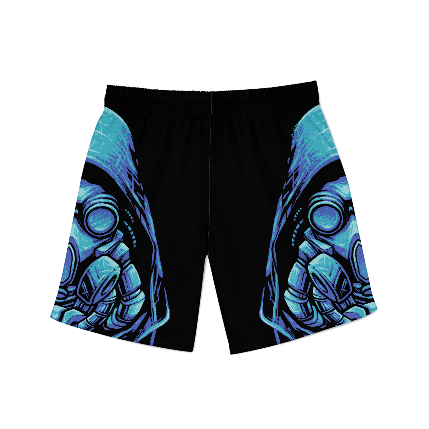 Blue Gas Mask Athletic Shorts