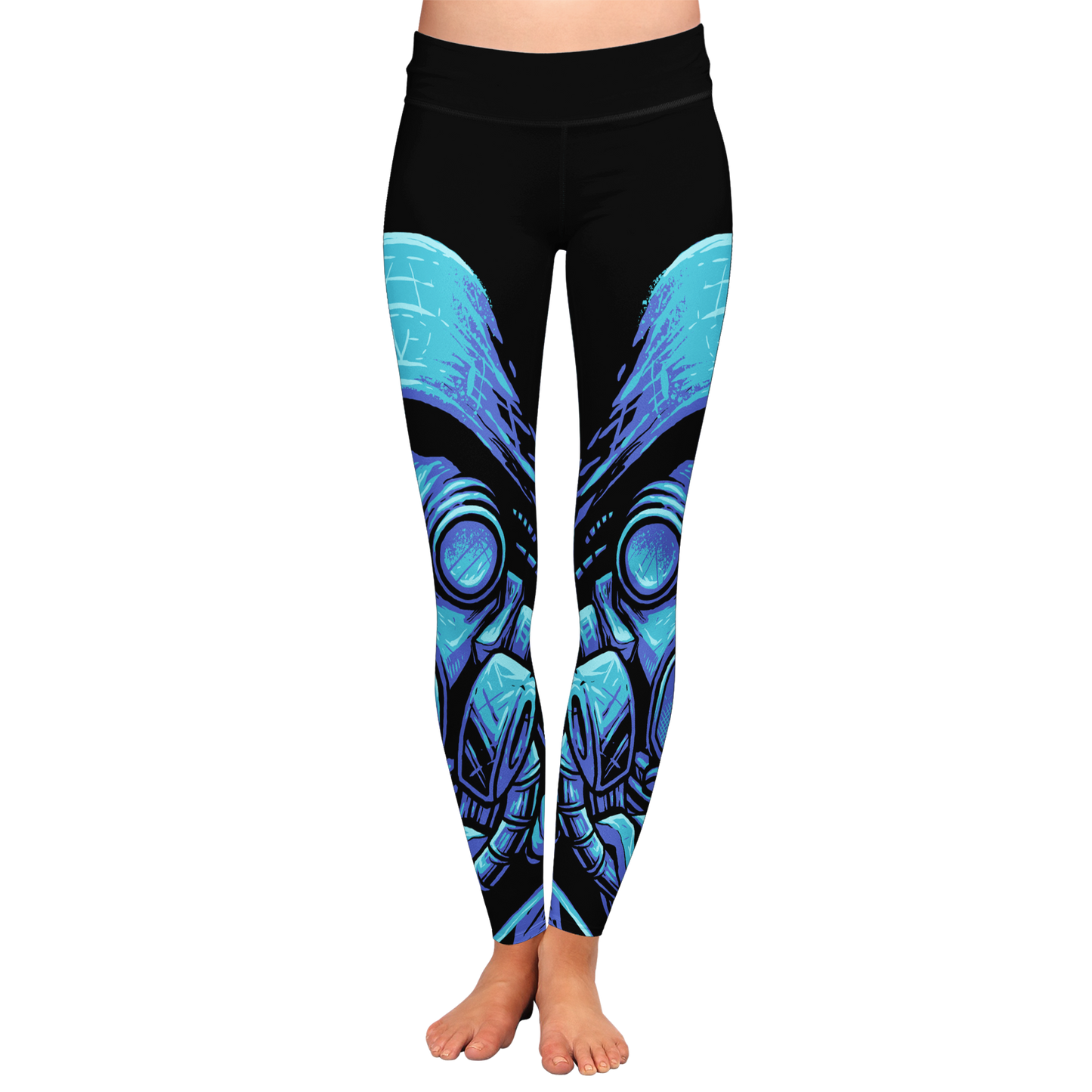 Blue Gas Mask Yoga Leggings