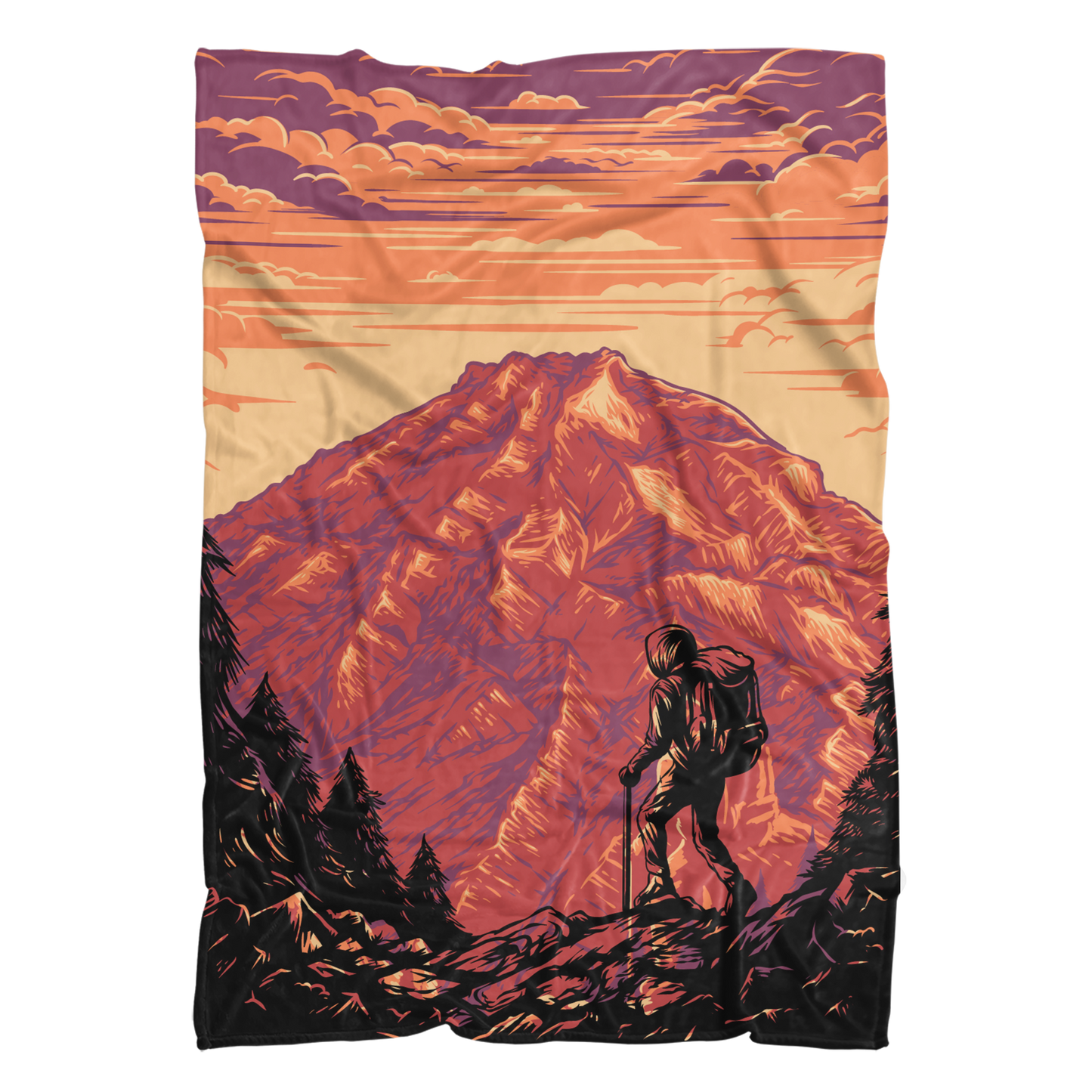 Mountain Hike Sherpa Fleece Blanket
