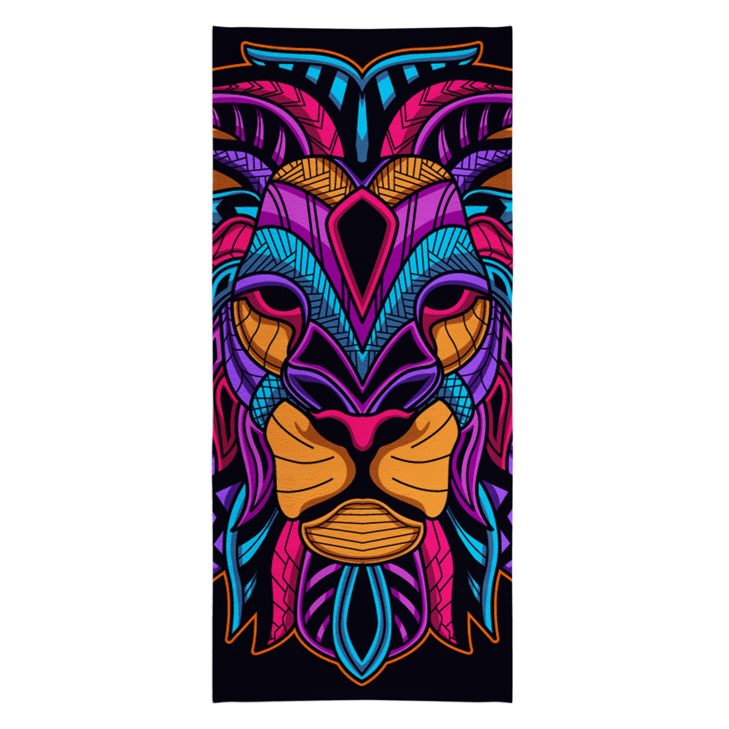 Neon Lion Beach Towel