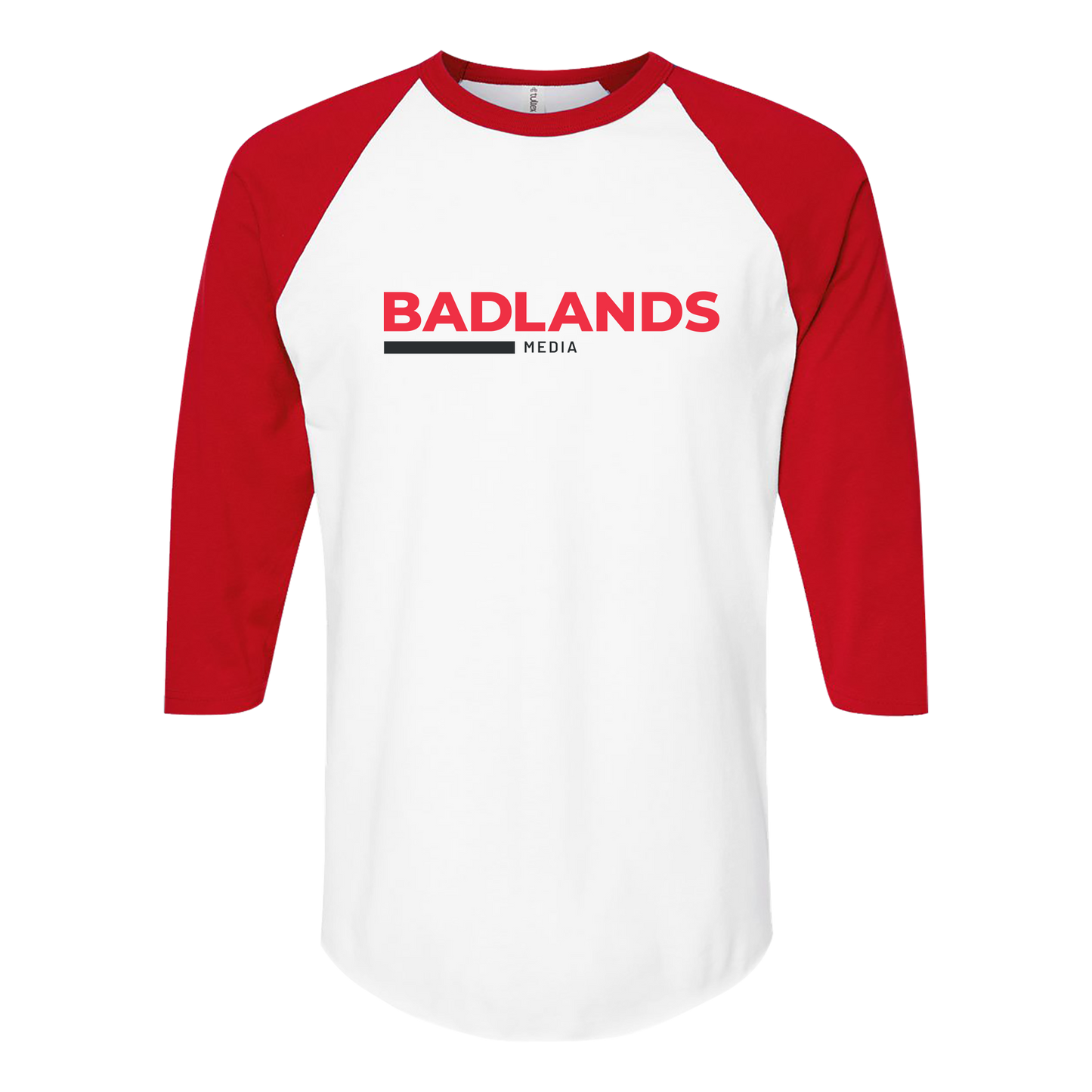 Unisex Fine Jersey Raglan T-Shirt - Red and Black Standard Logo