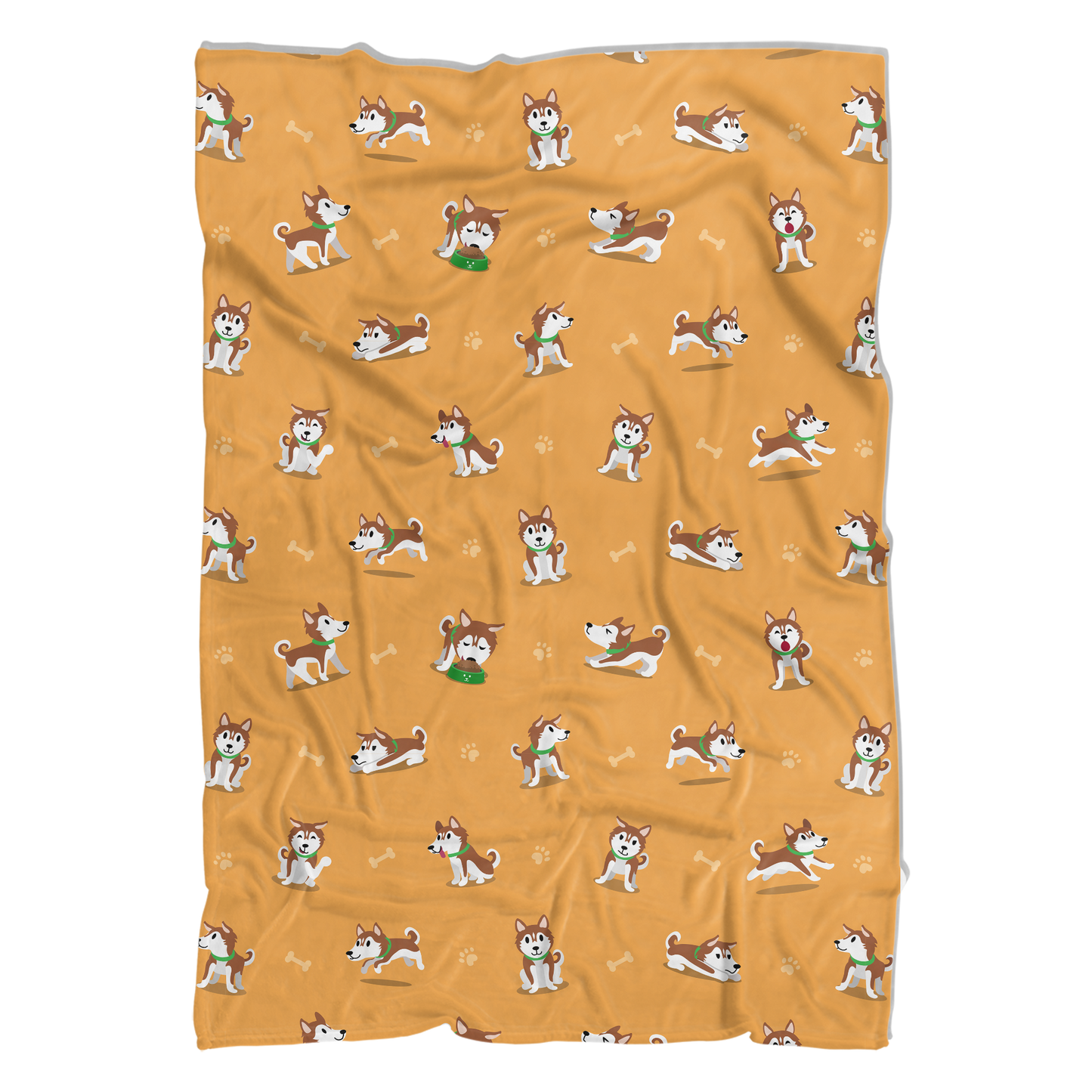 Siberian Husky Brown Sherpa Fleece Blanket