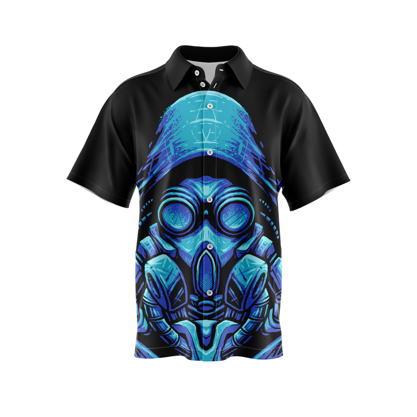 Blue Gas Mask Button Up Shirt