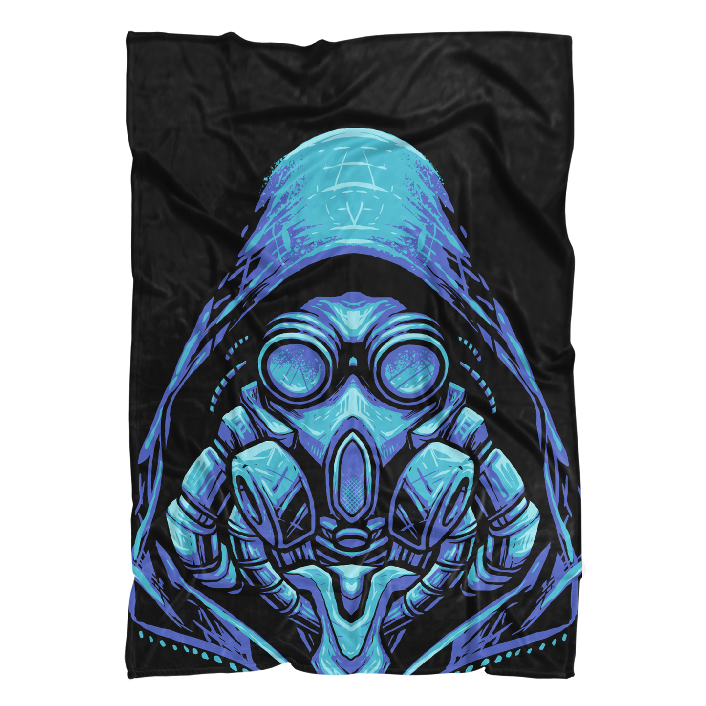 Blue Gas Mask Sherpa Fleece Blanket