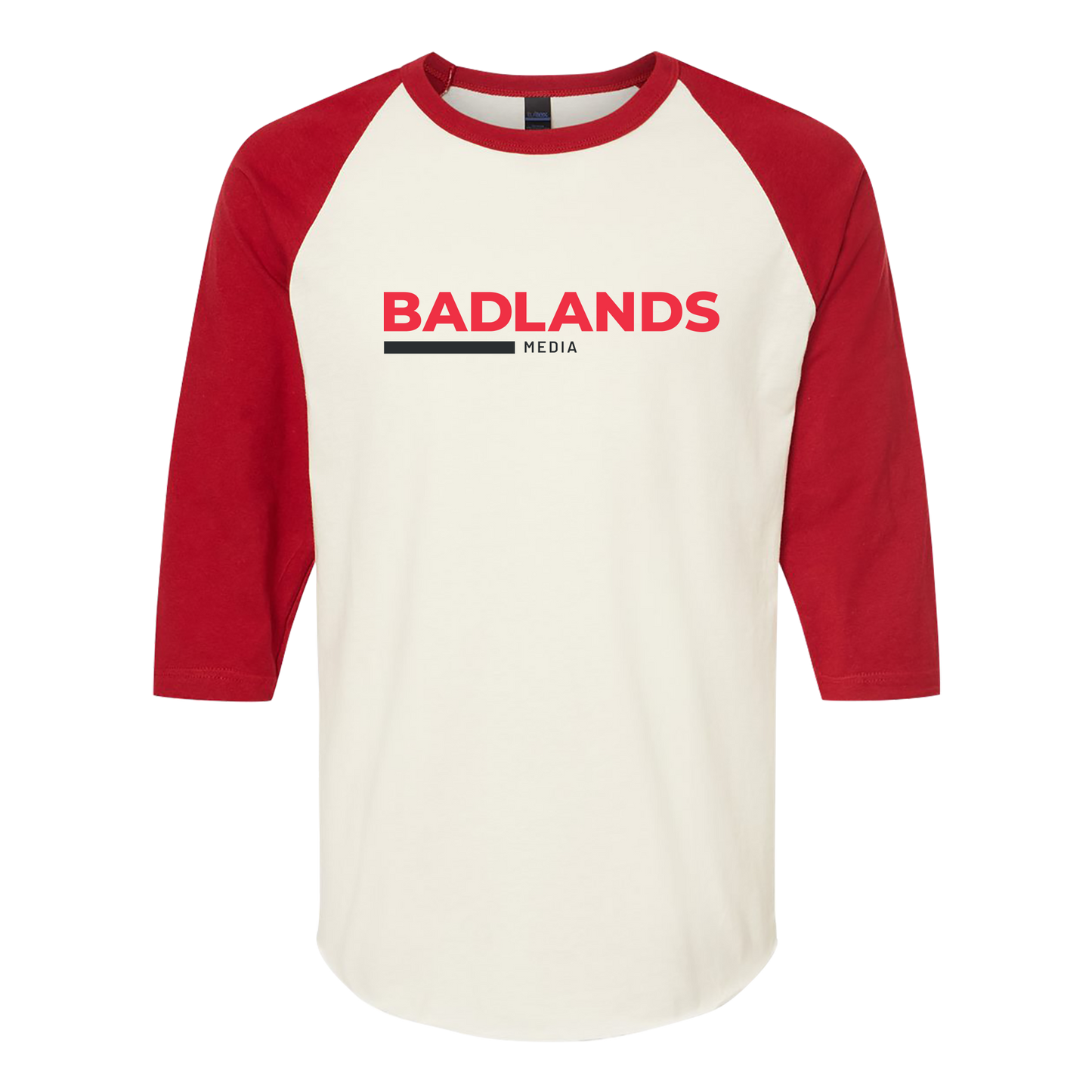 Unisex Fine Jersey Raglan T-Shirt - Red and Black Standard Logo