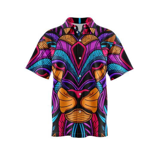 Neon Lion Button Up Shirt