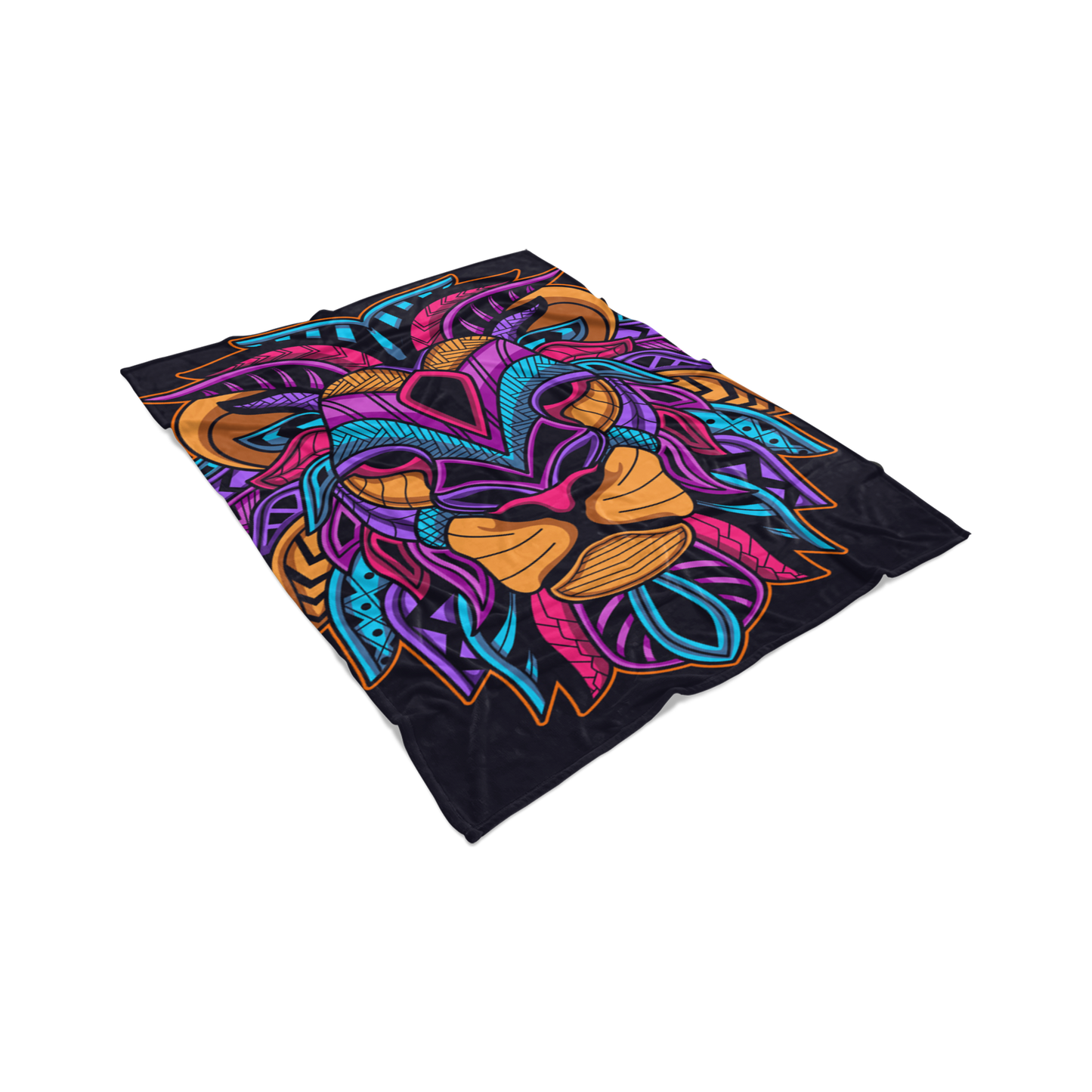Neon Lion Sherpa Fleece Blanket